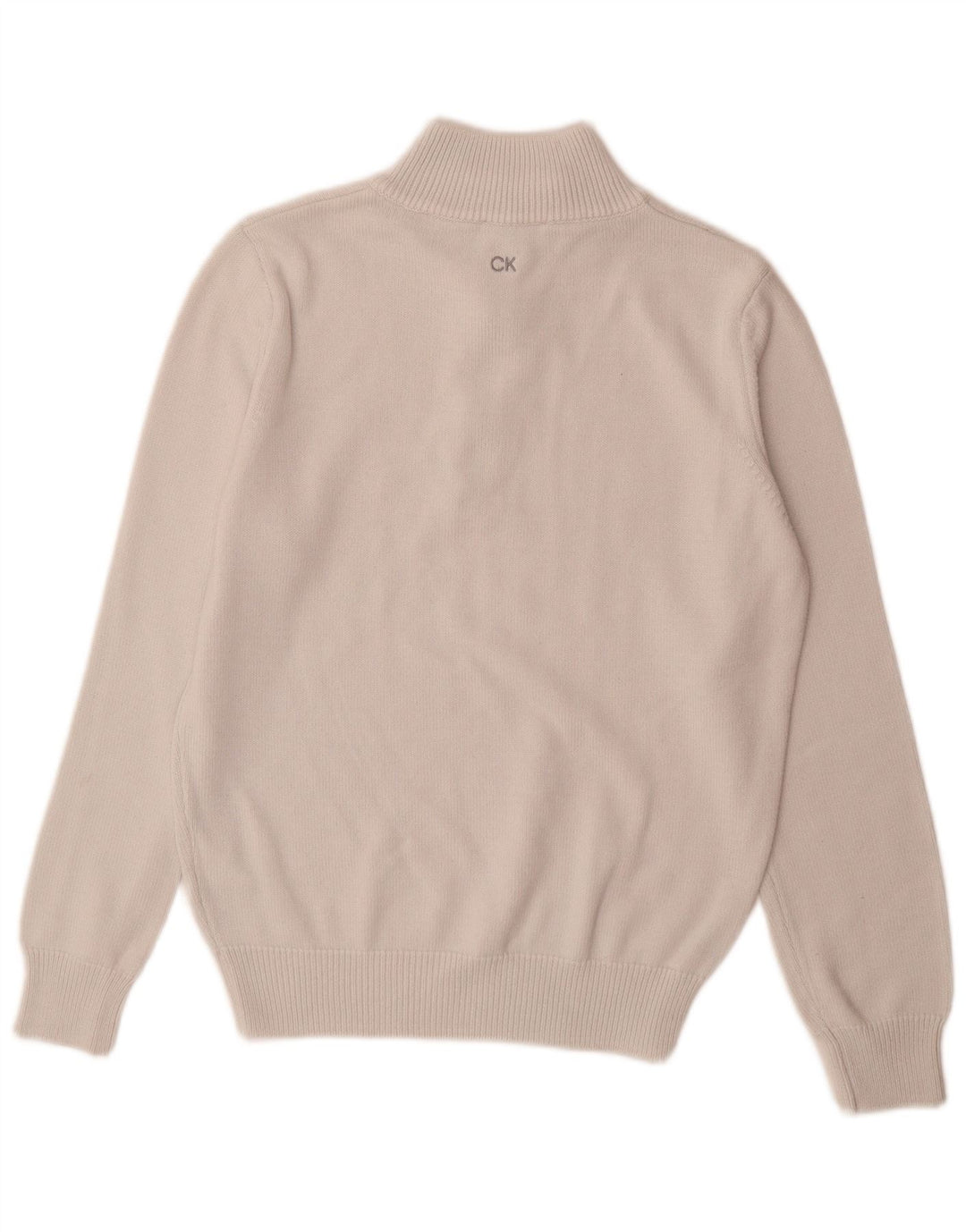 Calvin Klein Mens Zip Neck Jumper Sweater Small White Cotton
