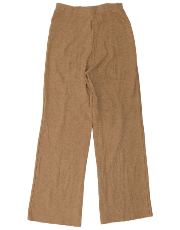 Zara Womens Flare Tracksuit Trousers UK 10 Small Beige Cotton