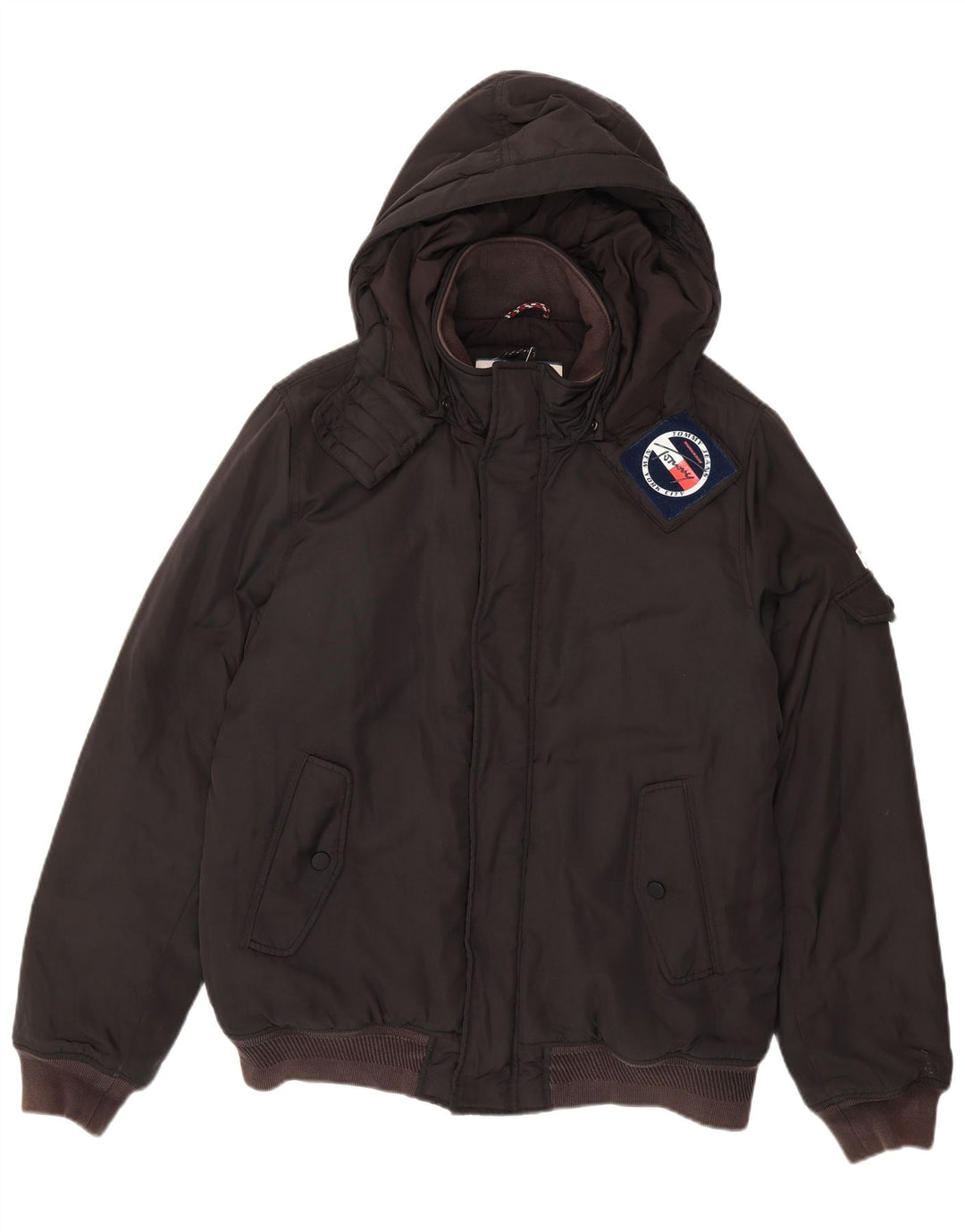 Tommy Hilfiger Mens Hooded Bomber Jacket UK 42 XL Black Polyester