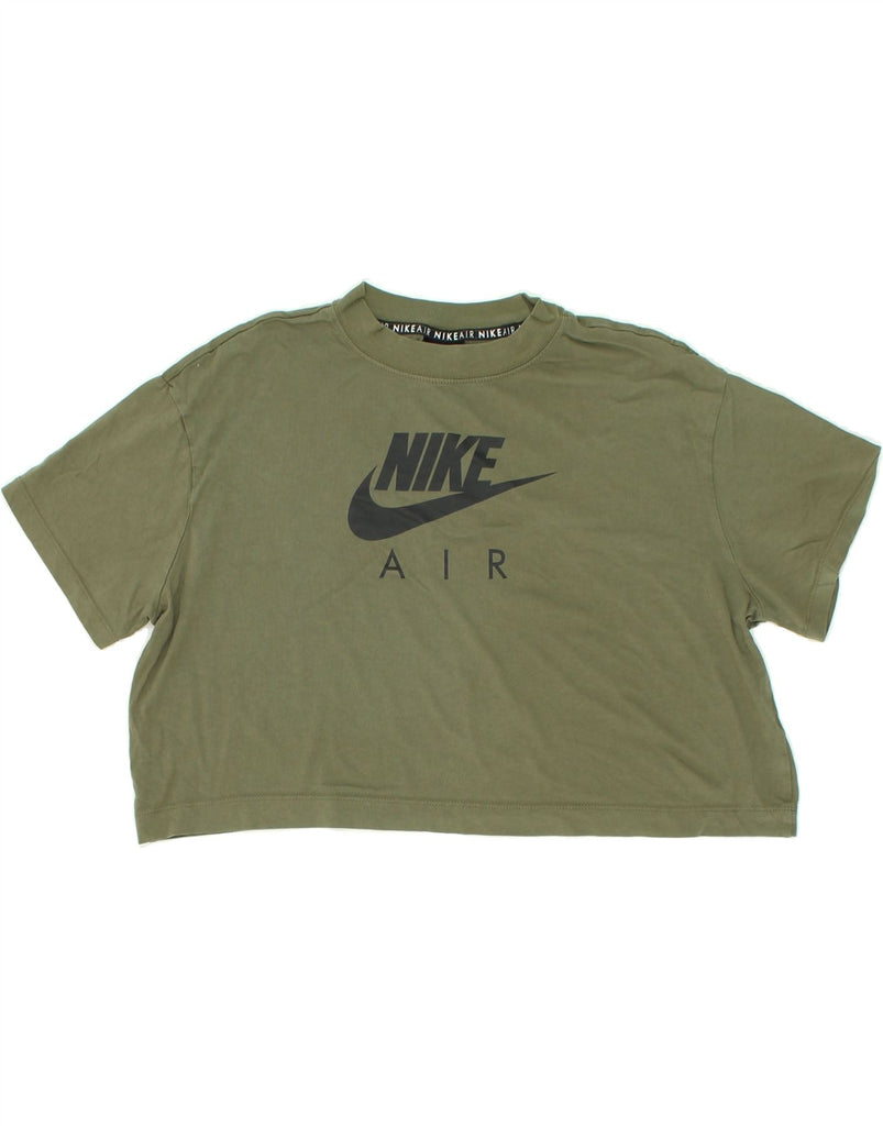 NIKE Womens Crop Graphic T-Shirt Top UK 16 Large Green | Vintage Nike | Thrift | Second-Hand Nike | Used Clothing | Messina Hembry 