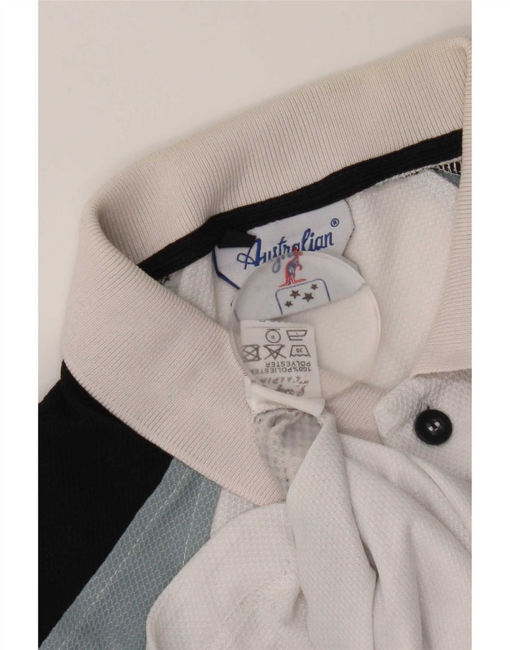 AUSTRALIAN L'ALPINA Mens Polo Shirt Large White Colourblock Polyester