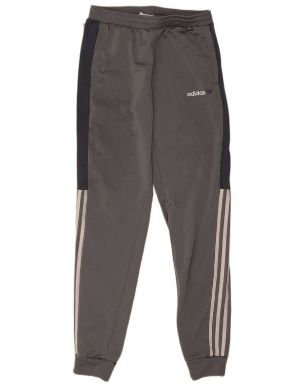 Adidas Boys Tracksuit Trousers Joggers 15-16 Years W28 L31 Grey Colourblock