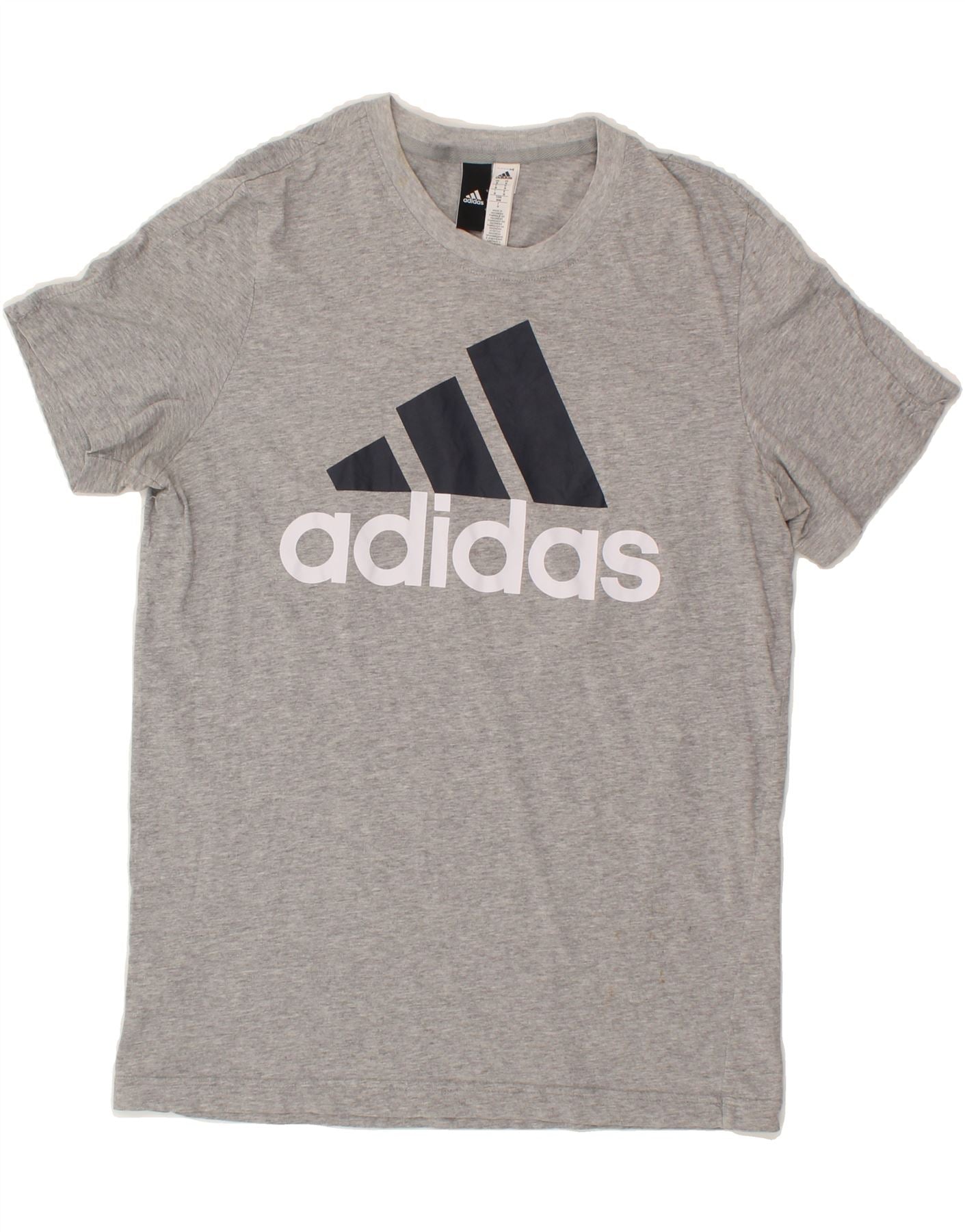 ADIDAS Mens Graphic T-Shirt Top Medium Grey Cotton Vintage