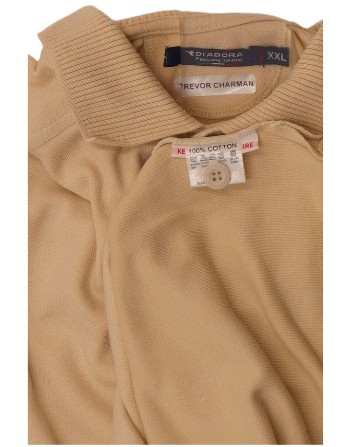 Diadora Mens Polo Shirt 2XL Beige Cotton