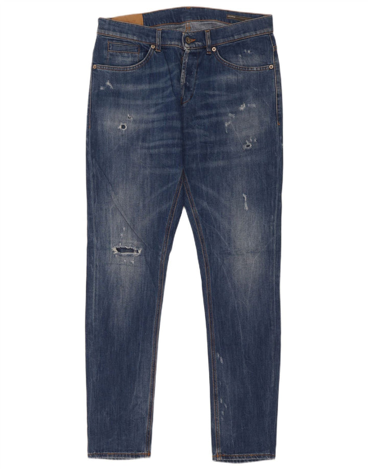 Dondup Mens Distressed Slim Jeans W35 L33 Blue Cotton