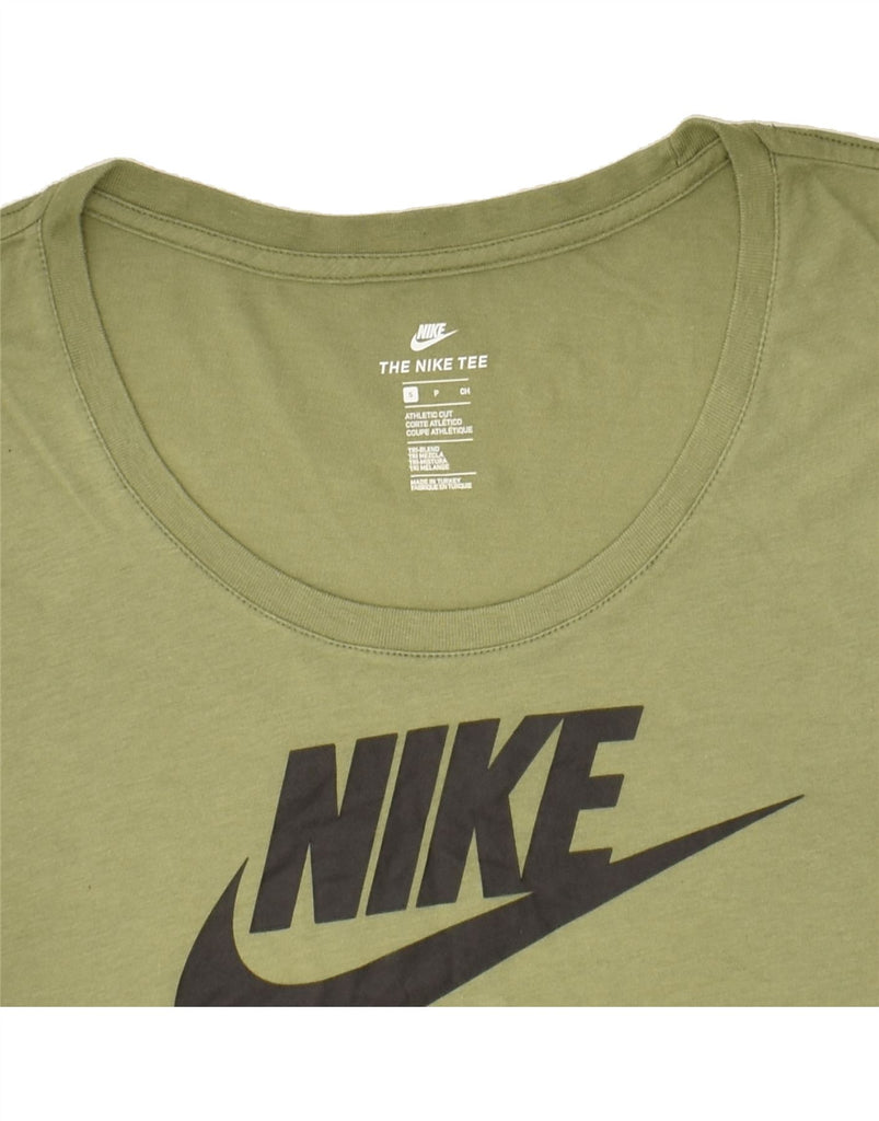 NIKE Womens Athletic Cut Graphic T-Shirt Top UK 10 Small Khaki Polyester | Vintage Nike | Thrift | Second-Hand Nike | Used Clothing | Messina Hembry 