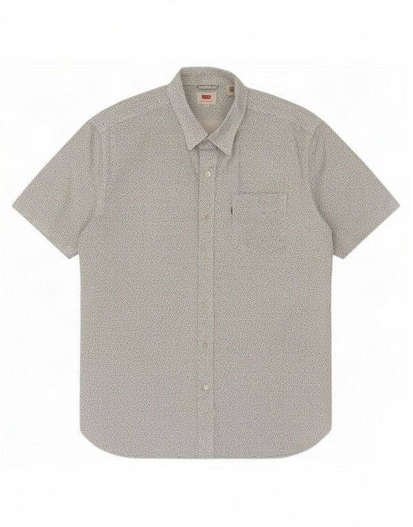 Levi's Mens Abstract Pattern Short Sleeve Shirt Medium White Cotton