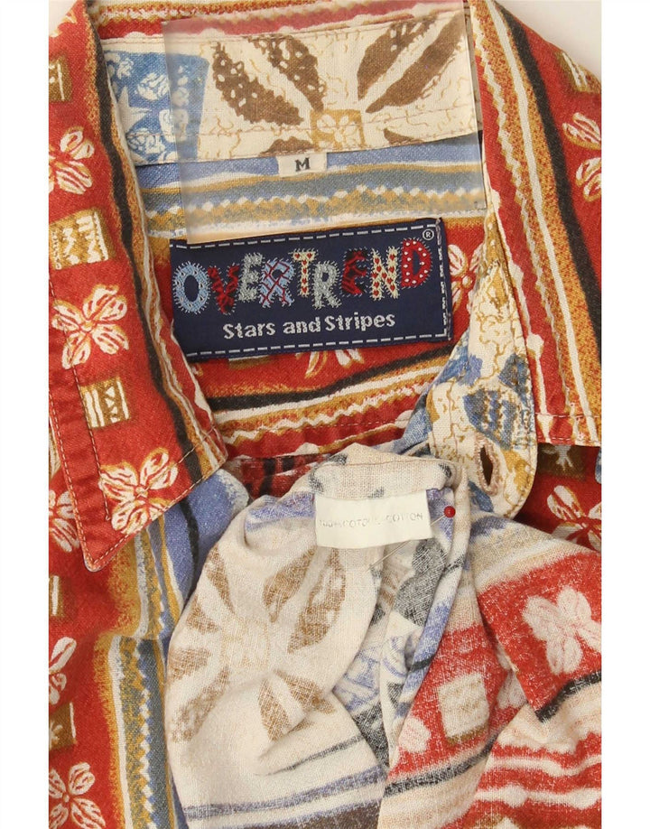 Vintage Mens Short Sleeve Shirt Medium Multicoloured Patchwork Cotton