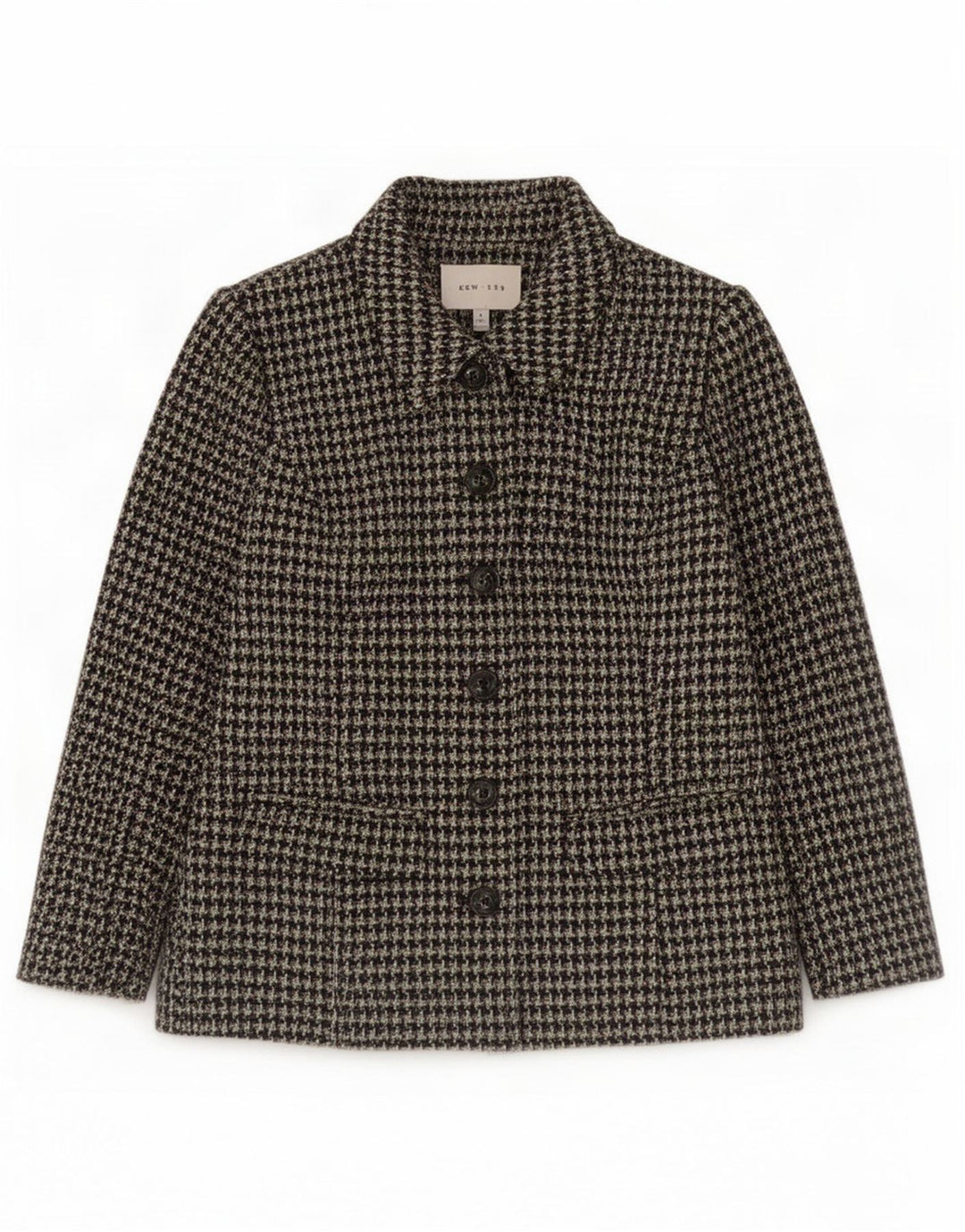 Kew Womens 6 Button 3/4 Sleeve Blazer Jacket UK 14 Medium Green Houndstooth