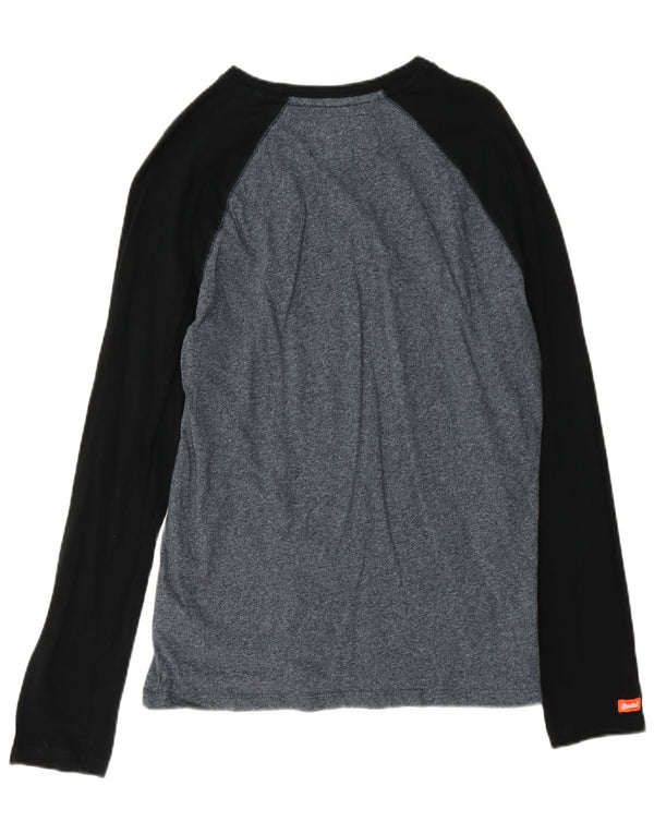 Superdry Mens Top Long Sleeve Medium Navy Blue Flecked Cotton