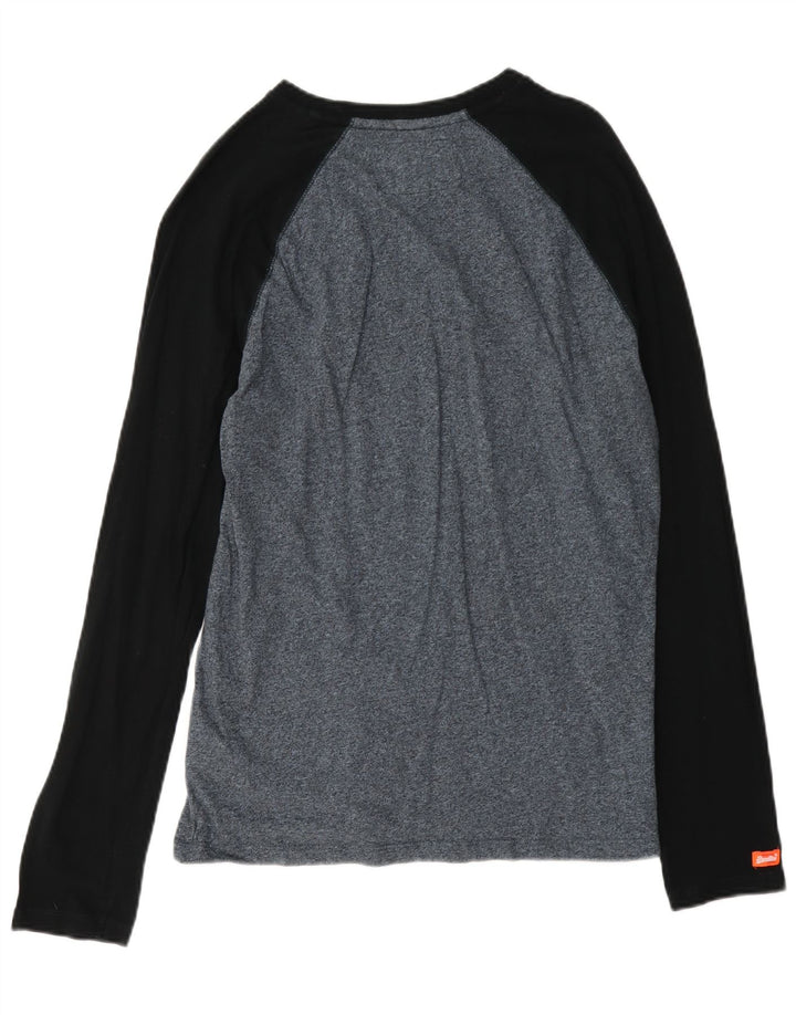 Superdry Mens Top Long Sleeve Medium Navy Blue Flecked Cotton