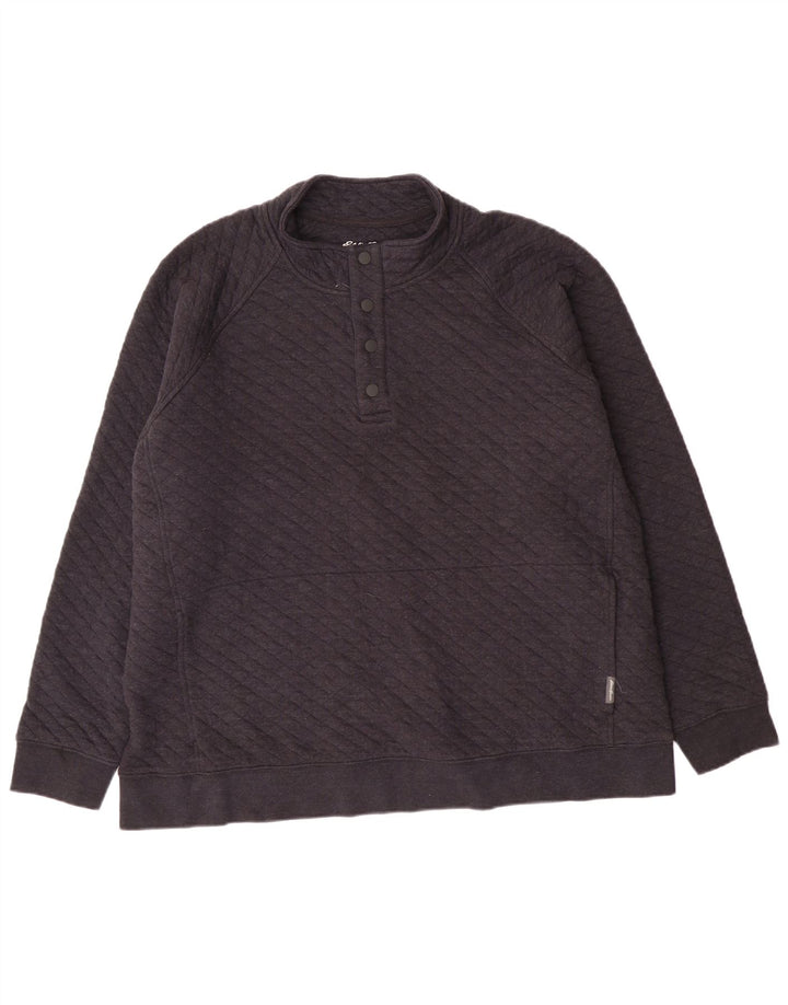 Eddie Bauer Mens Button Neck Sweatshirt Jumper 2XL Grey Geometric Cotton