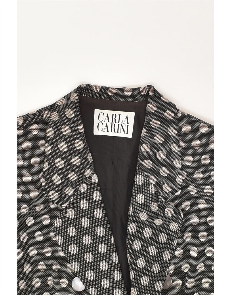 CARLA CARINI Womens Short Sleeve Blazer Jacket UK 14 Large Brown Polka Dot | Vintage Carla Carini | Thrift | Second-Hand Carla Carini | Used Clothing | Messina Hembry 