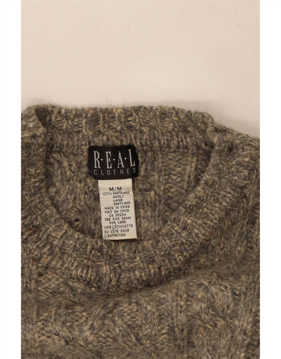 Vintage Womens Crew Neck Jumper Sweater UK 14 Medium Grey Flecked Wool
