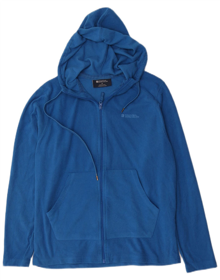 Mountain Warehouse Mens Hooded Fleece Jacket UK 38 Medium Blue Polyester