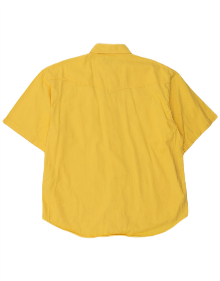 Vintage Mens Short Sleeve Shirt Large Yellow Cotton