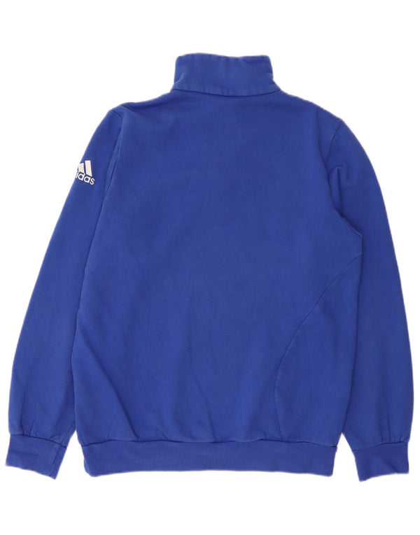 Adidas Mens Zip Neck Sweatshirt Jumper UK 34/36 Small Blue Cotton