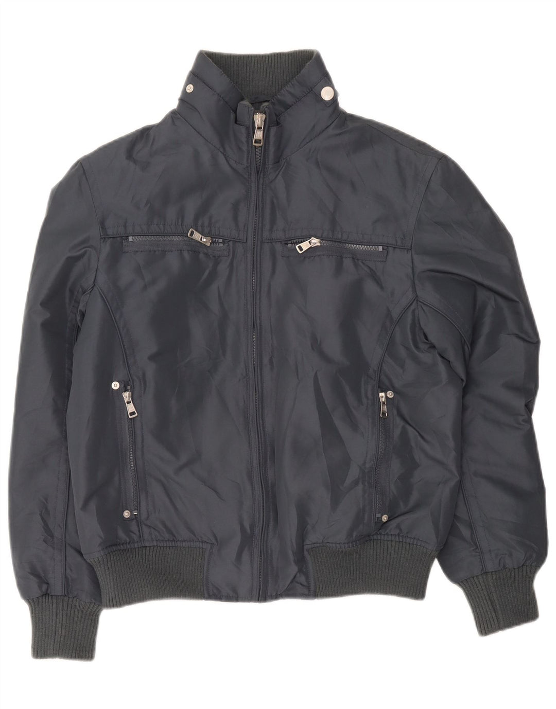 Vintage Mens Bomber Jacket UK 38 Medium Grey Polyester