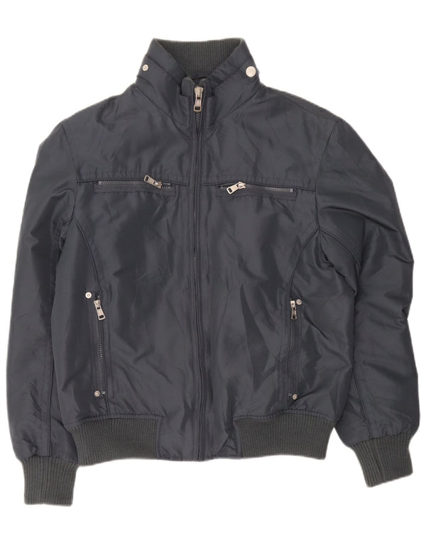 Vintage Mens Bomber Jacket UK 38 Medium Grey Polyester
