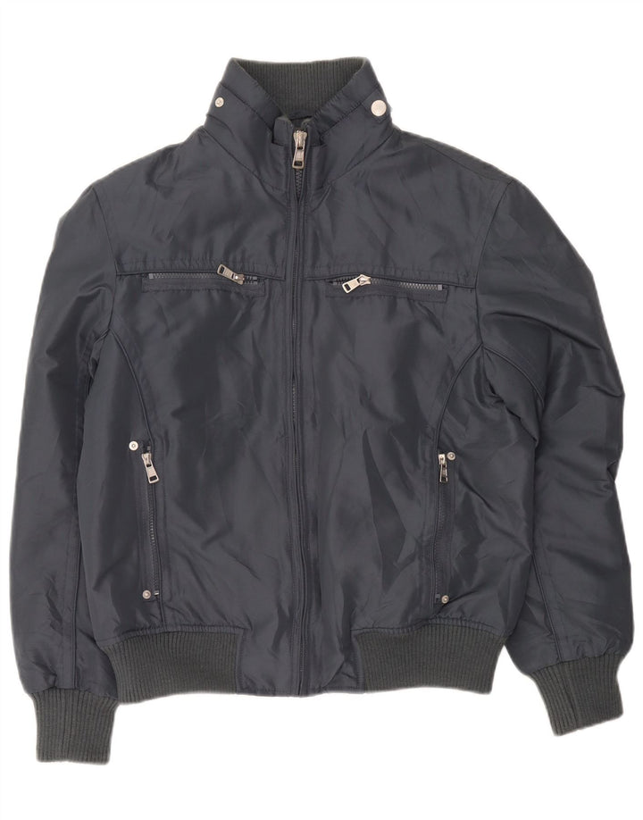 Vintage Mens Bomber Jacket UK 38 Medium Grey Polyester
