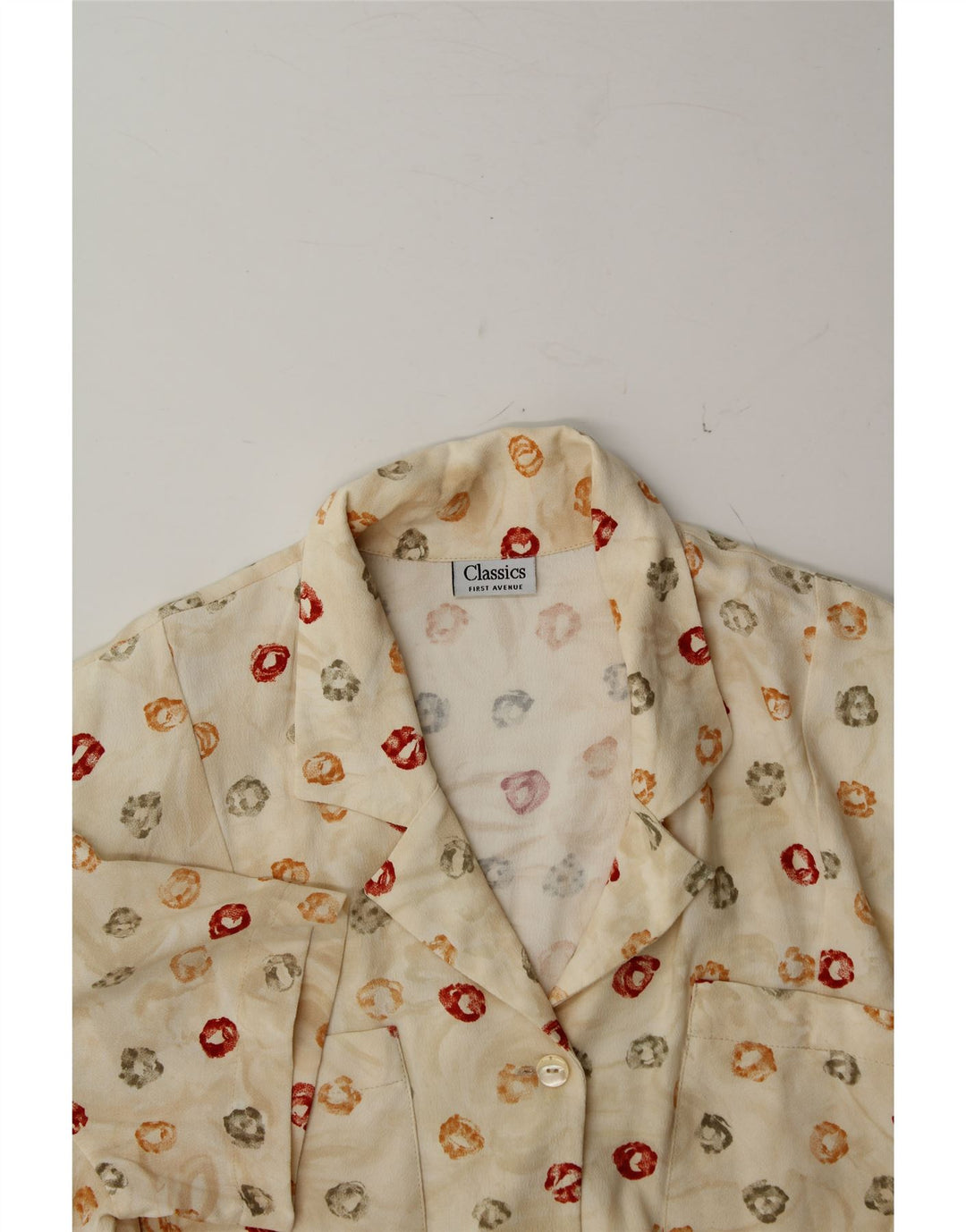 CLASSICS Womens Abstract Pattern Shirt Dress Size 16 Large Beige Viscose Vintage Classics and Second-Hand Classics from Messina Hembry 