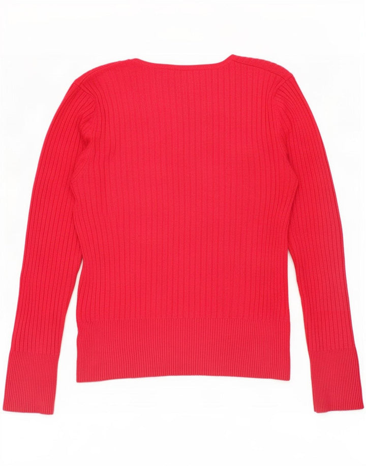 Marks & Spencer Womens Top Long Sleeve UK 14 Medium Red Viscose
