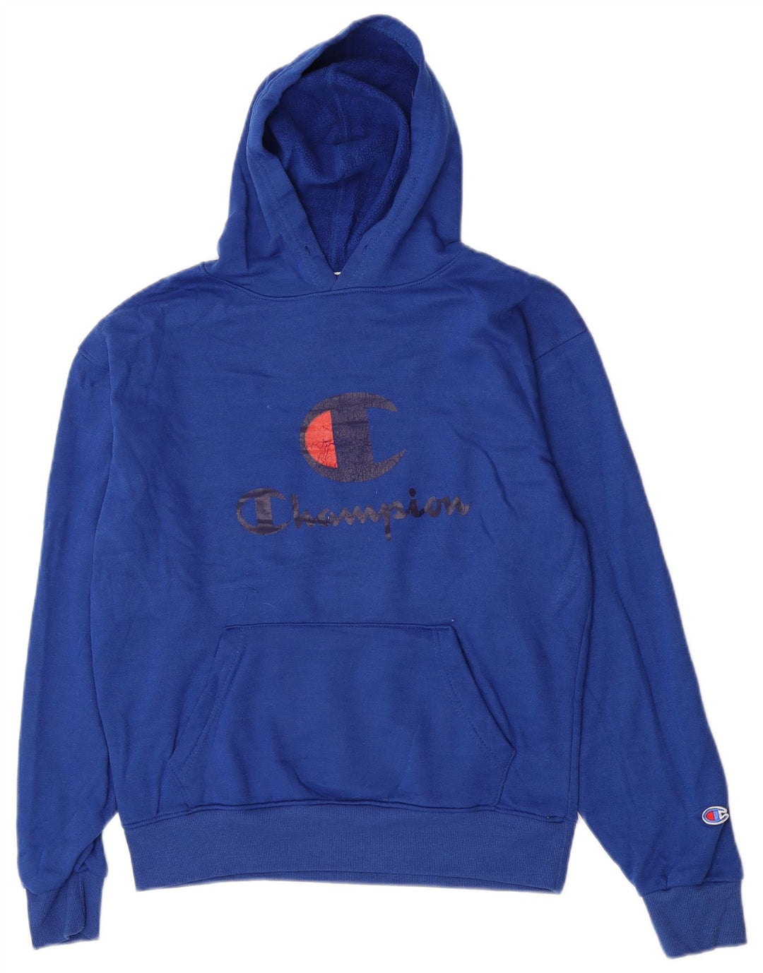 Champion Mens Graphic Hoodie Jumper Medium Blue Polyester