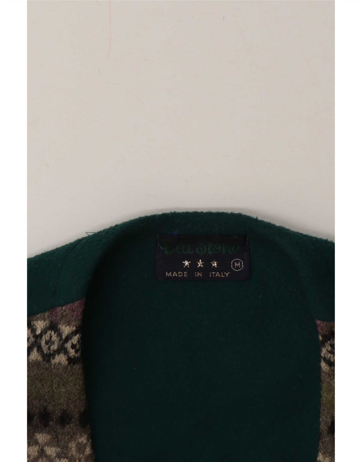 Vintage Mens Waistcoat Medium Green Fair Isle
