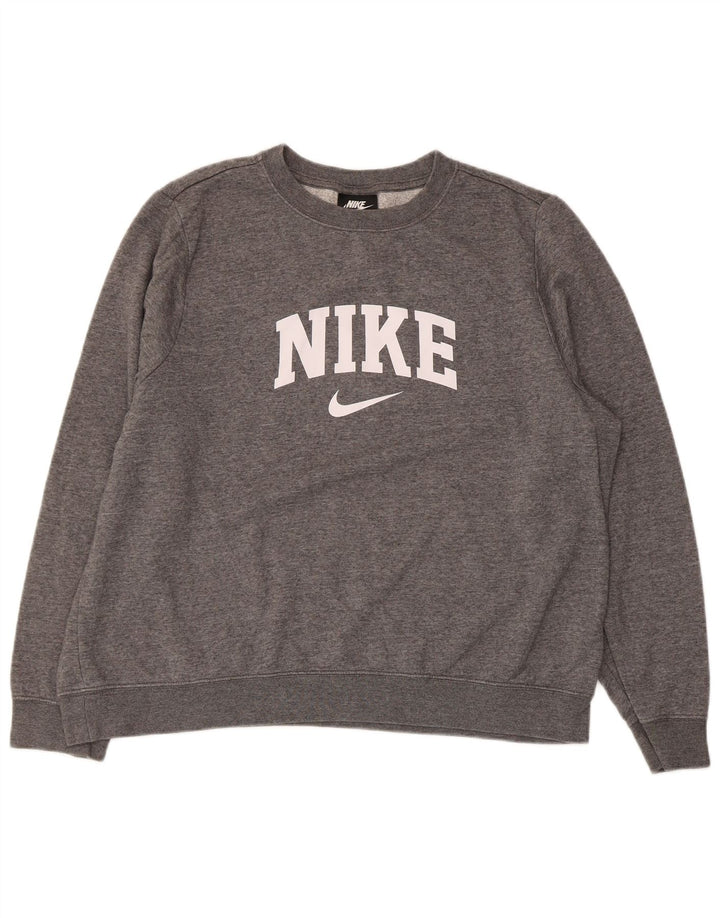 NIKE Womens Oversized Graphic Sweatshirt Jumper UK 18 XL Grey Cotton