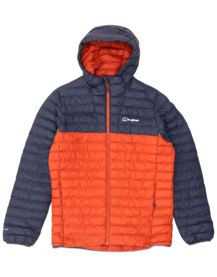Berghaus Mens Hooded Padded Jacket UK 38 Medium Blue Colourblock Polyamide