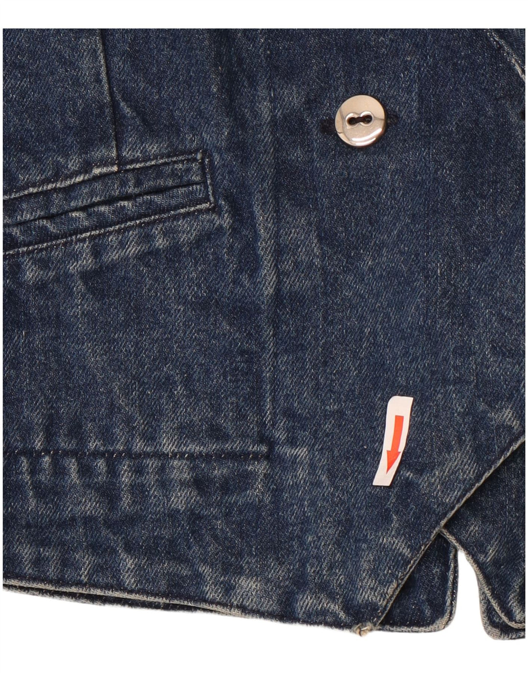 Vintage Womens Double Breasted Denim Blazer Jacket UK 14 Medium Blue Cotton