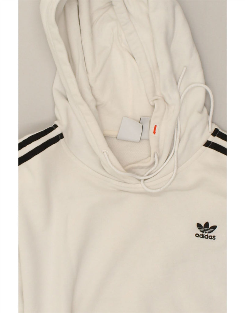 ADIDAS Womens Crop Hoodie Jumper UK 8 Small  Off White Cotton | Vintage Adidas | Thrift | Second-Hand Adidas | Used Clothing | Messina Hembry 