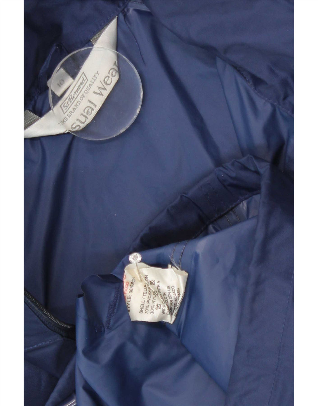 St. Bernard Womens Hooded Oversized Rain Jacket UK 10 Small Navy Blue PVC