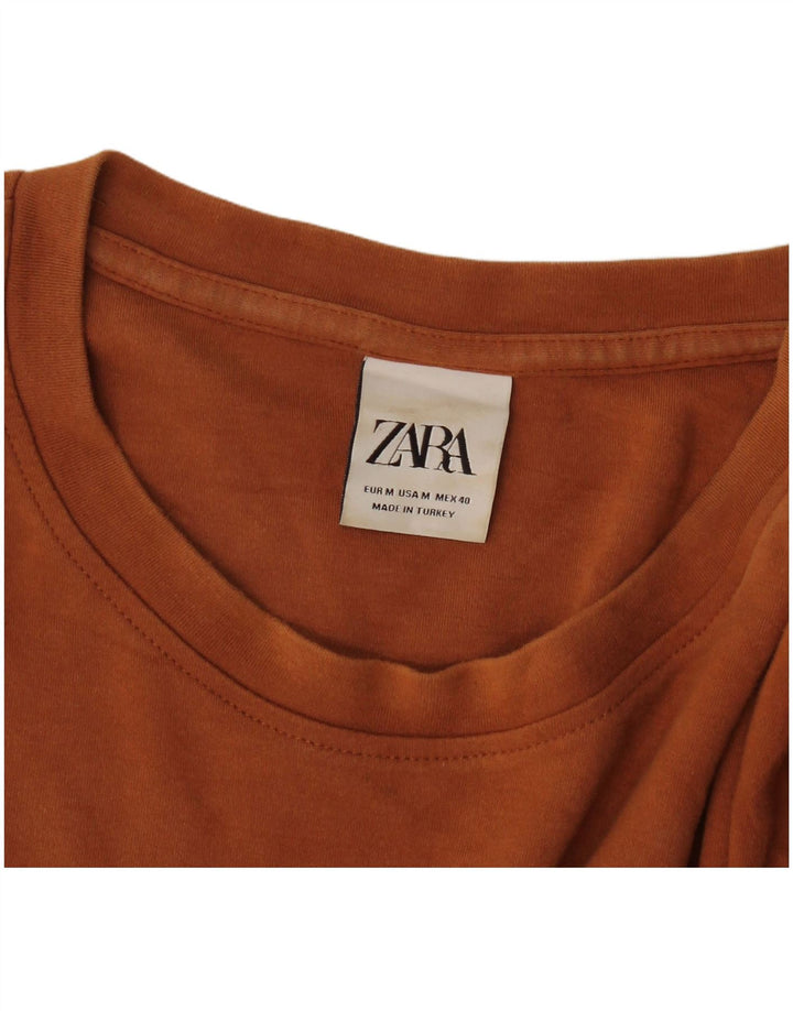 Zara Mens T-Shirt Top Medium Brown
