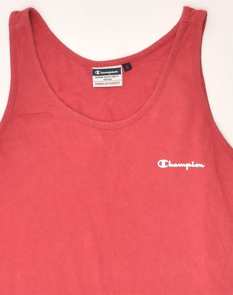 CHAMPION Womens Vest Top UK 14 Large Red Cotton | Vintage Champion | Thrift | Second-Hand Champion | Used Clothing | Messina Hembry 