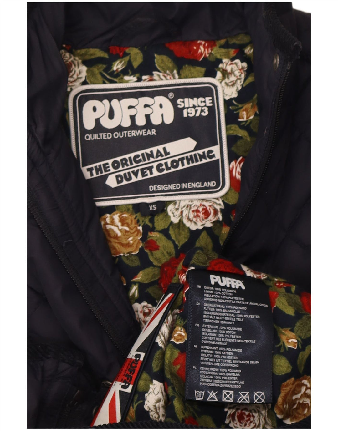 Puffa Womens Quilted Jacket UK 6 XS Navy Blue Polyamide