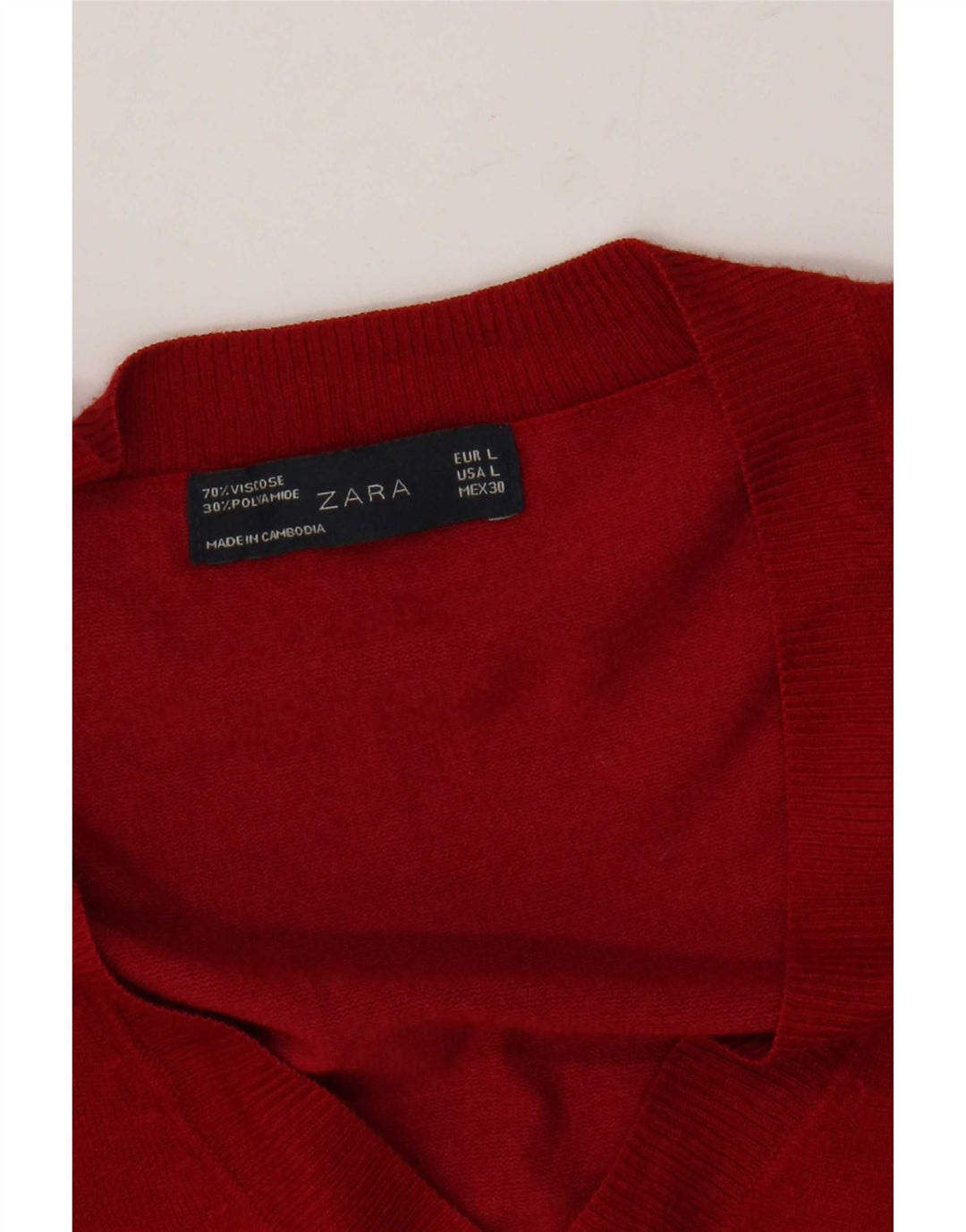 Zara Womens V-Neck Jumper Sweater UK 16 Large Red Viscose