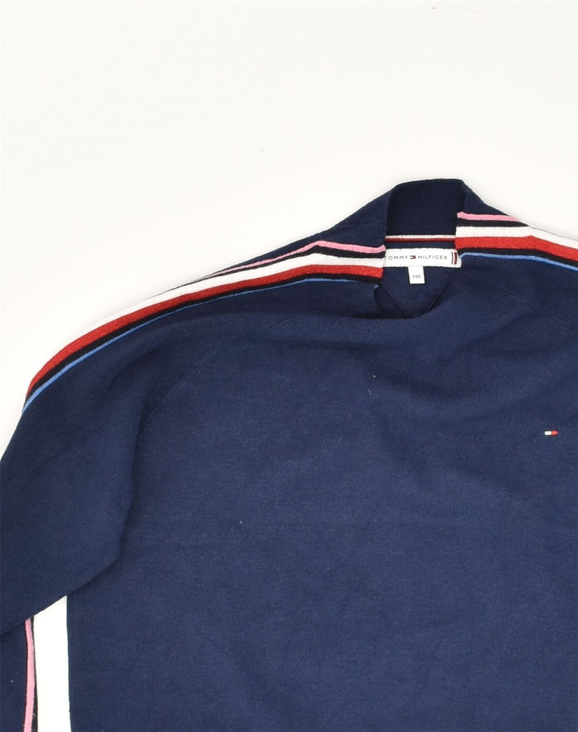 TOMMY HILFIGER Boys Crew Neck Jumper Sweater 9-10 Years Navy Blue Viscose | Vintage Tommy Hilfiger | Thrift | Second-Hand Tommy Hilfiger | Used Clothing | Messina Hembry 