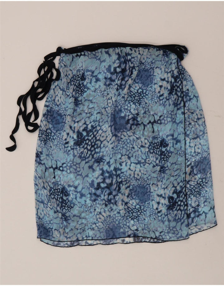 Vintage Womens Wrap Skirt W30 Medium Blue Animal Print