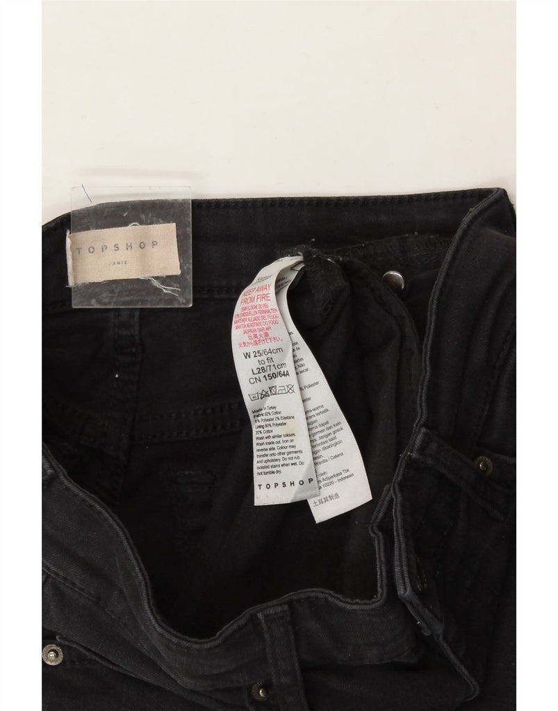TOPSHOP Womens Jamie Crop Distressed Skinny Jeans W25 L24 Black Cotton Vintage Topshop and Second-Hand Topshop from Messina Hembry 