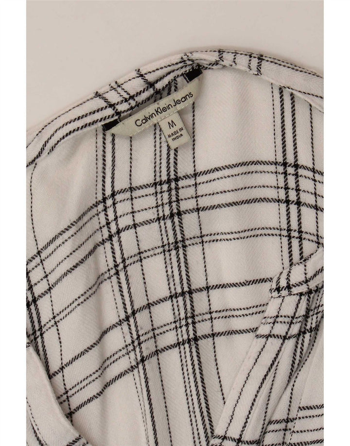 Calvin Klein Jeans Womens Shirt UK 12 Medium White Check