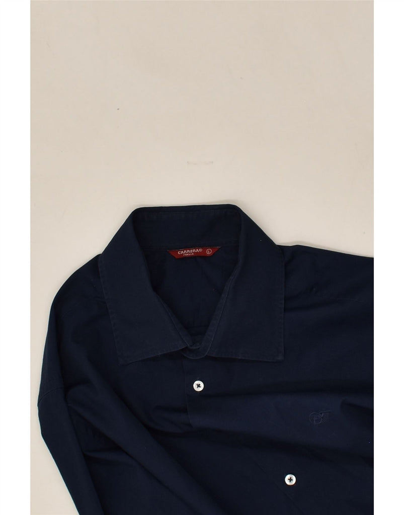 CARRERA Mens Shirt Large Navy Blue Polyester | Vintage Carrera | Thrift | Second-Hand Carrera | Used Clothing | Messina Hembry 