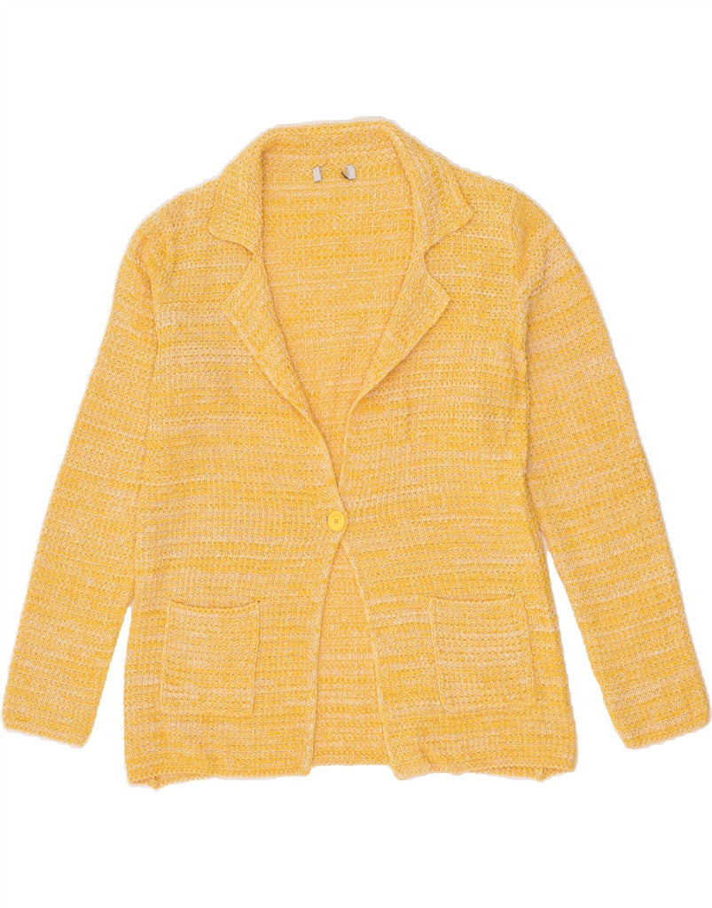 VINTAGE Womens Cardigan Sweater UK 16 Large Yellow Cotton | Vintage Vintage | Thrift | Second-Hand Vintage | Used Clothing | Messina Hembry 
