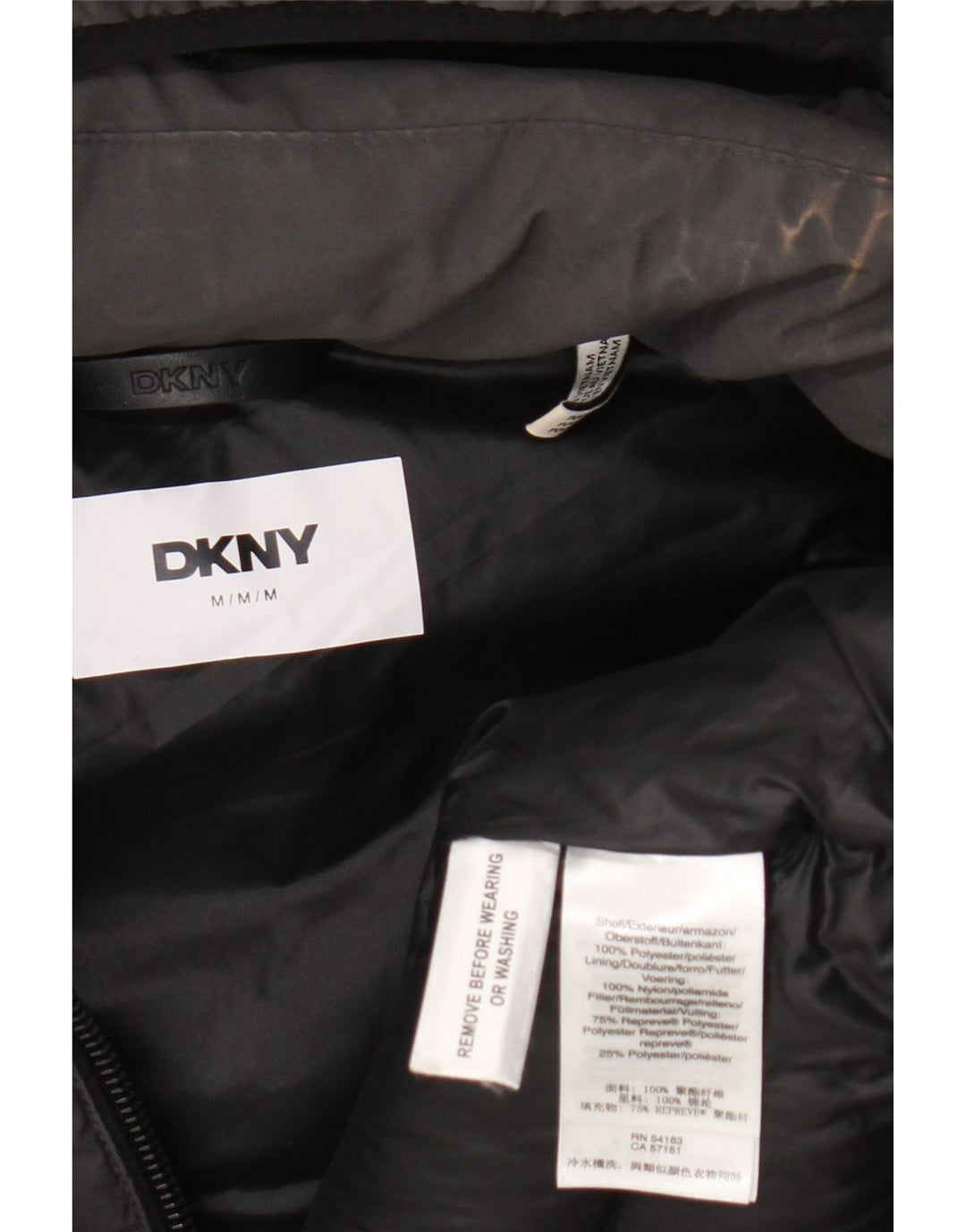 Dkny Womens Hooded Padded Coat UK 14 Medium Grey Polyester