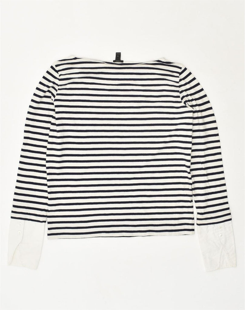 J. CREW Womens Top Long Sleeve UK 6 XS White Striped Cotton Nautical | Vintage J. Crew | Thrift | Second-Hand J. Crew | Used Clothing | Messina Hembry 