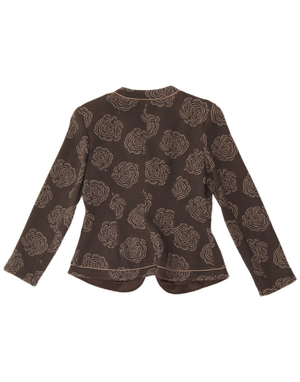 Armani Collezioni Womens 5 Button Blazer Jacket UK 10 Small Grey Floral