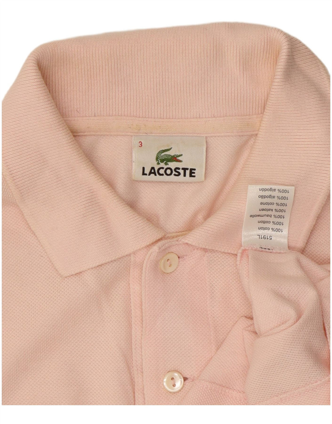 Lacoste Mens Polo Shirt Size 3 Small Pink Cotton