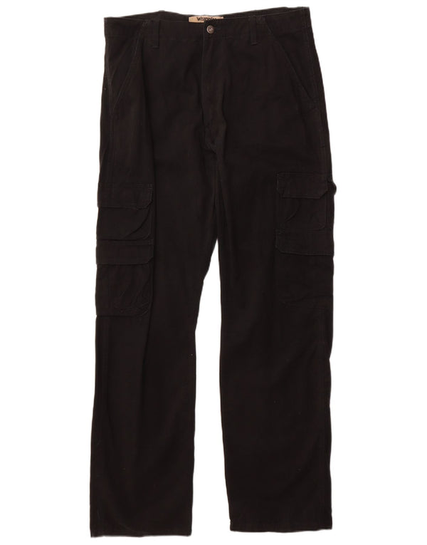 Wrangler Mens Straight Cargo Trousers W34 L32 Black Cotton