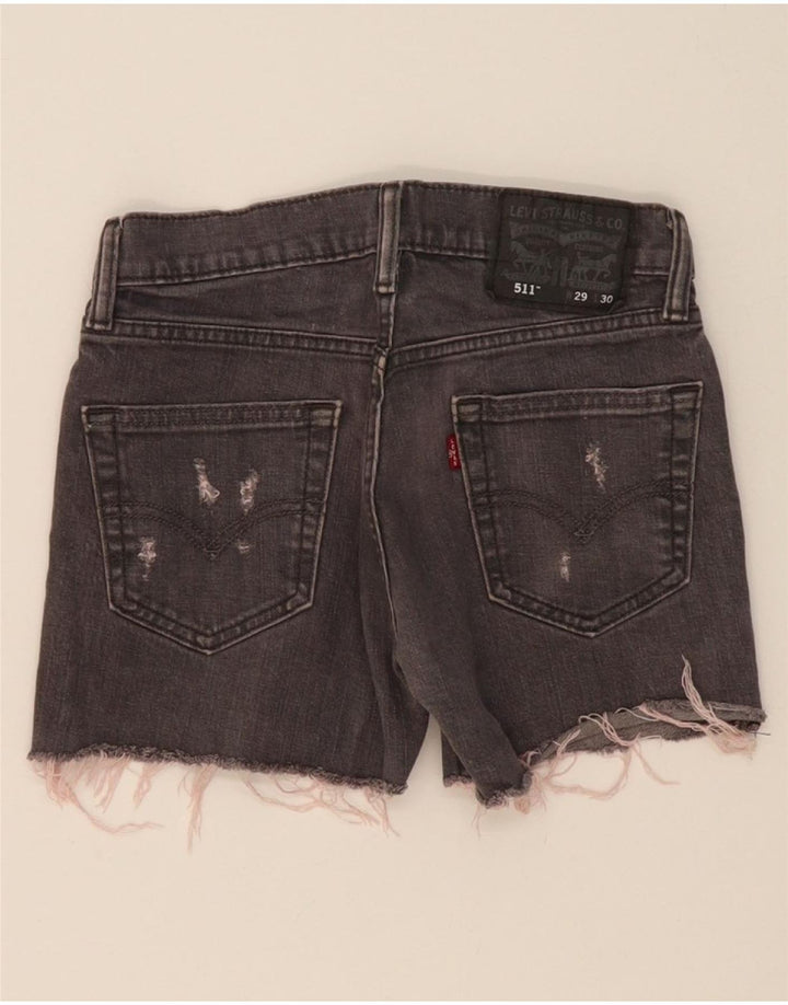 LEVI'S Womens 511 Distressed Denim Shorts W29 Medium Grey Cotton Vintage Levi's and Second-Hand Levi's from Messina Hembry 