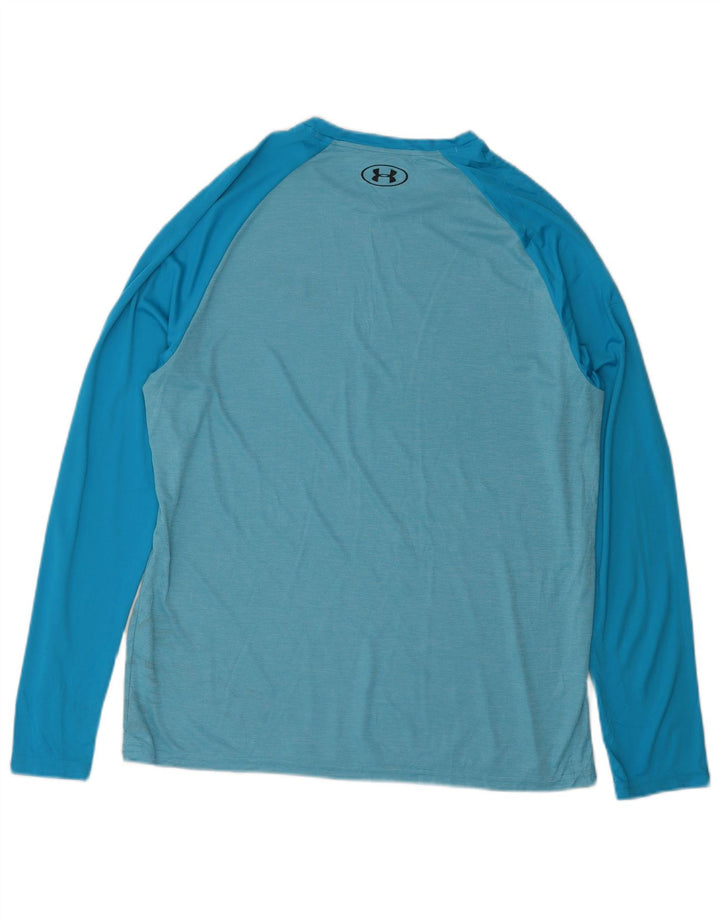 UNDER ARMOUR Mens Top Long Sleeve Large Blue Colourblock Polyester